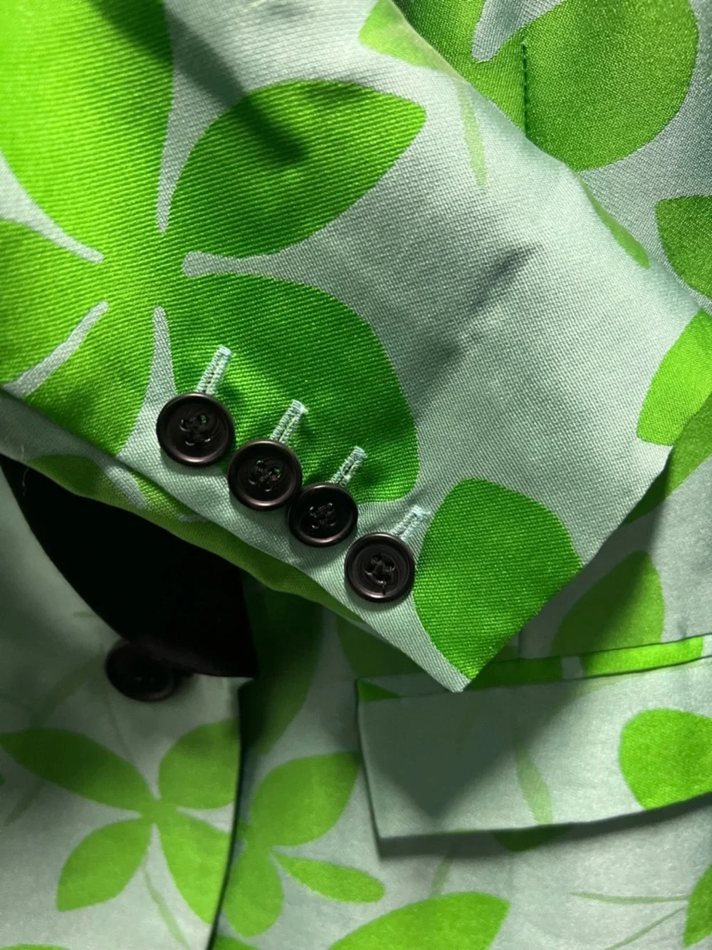 NWT SMYTHE Smoking Jacket BLAZER in Hawaiian floral print Green + Aqua SIZE 4 - Picture 4 of 6